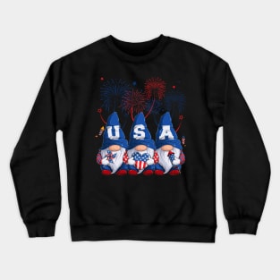 4th Of July Patriotic Gnomes Sunglasses American Fireworks Crewneck Sweatshirt